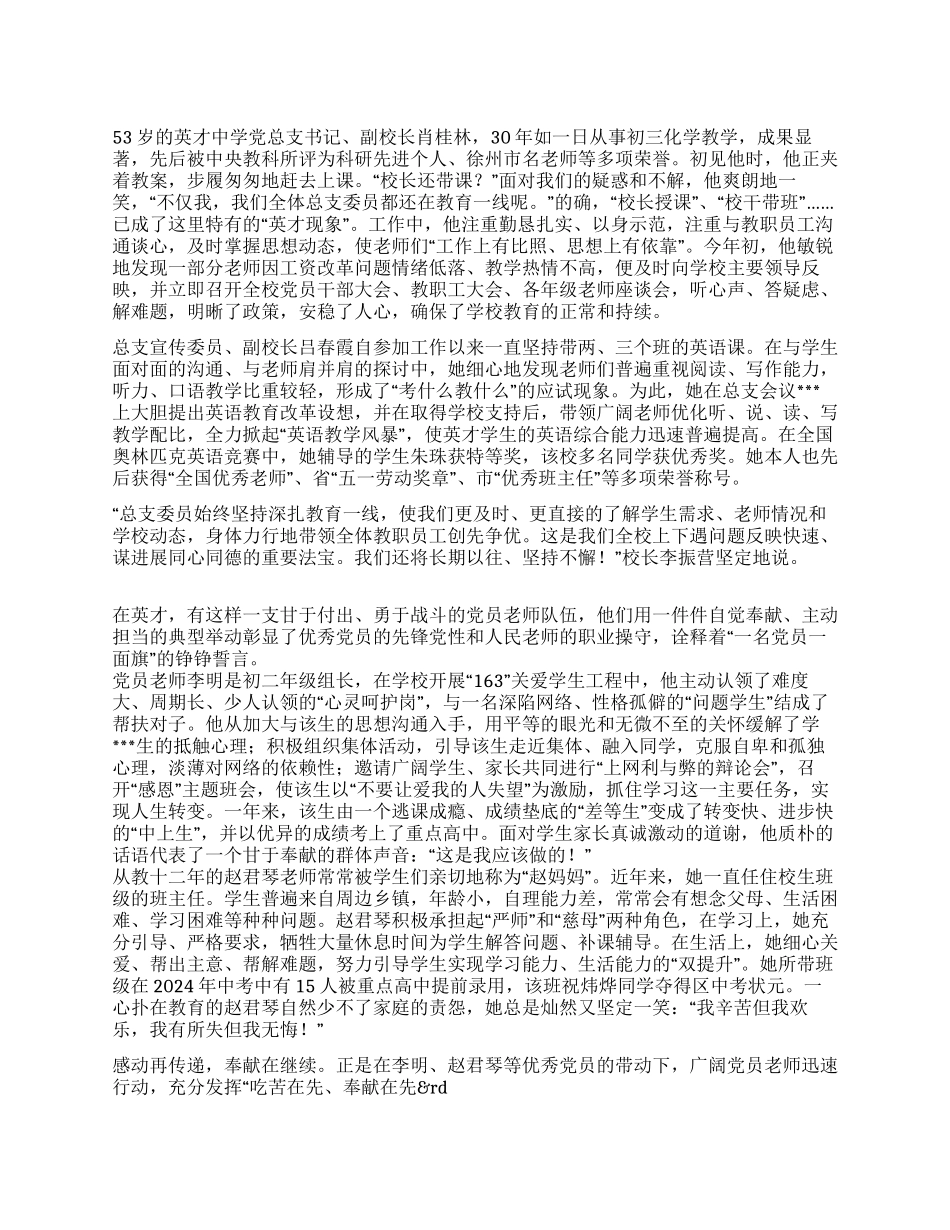 2024年学校党支书创先争优先进事迹材料_第1页