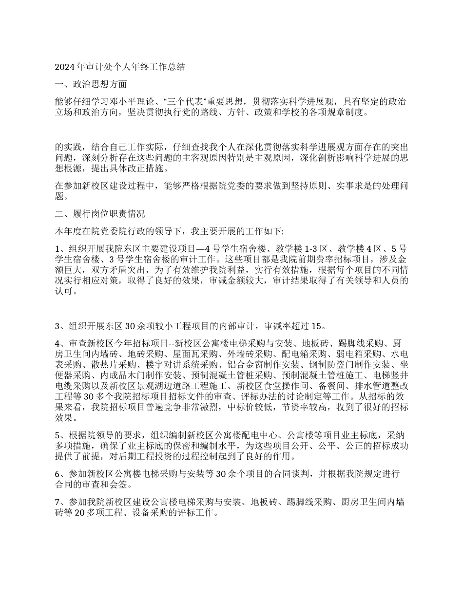 2024年审计处个人年终工作总结_第1页