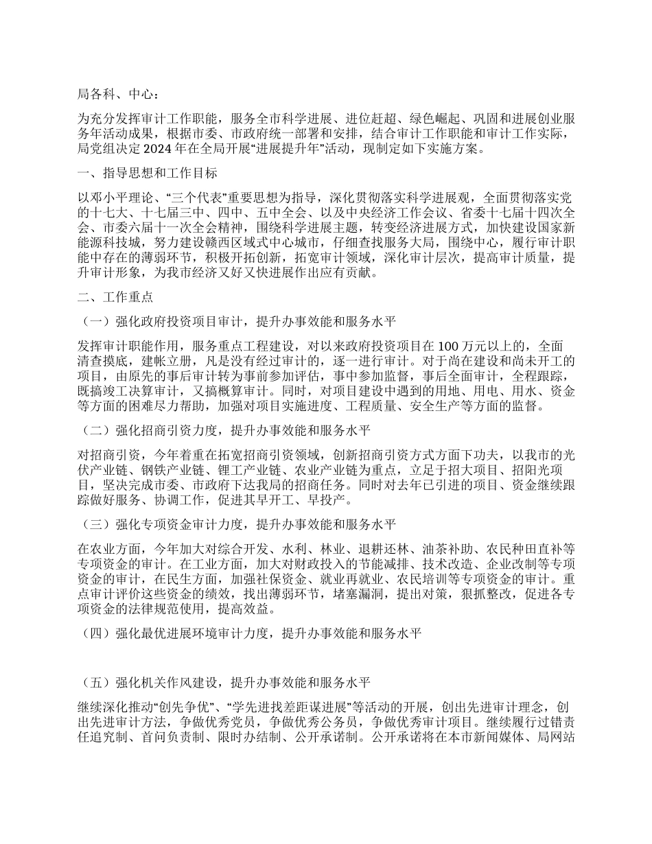 2024年审计局发展提升年活动实施方案_第1页