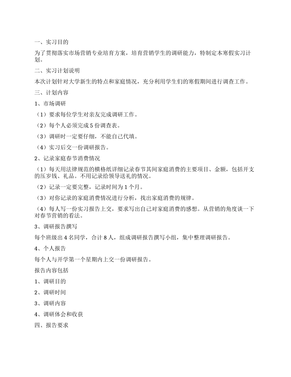 2024年寒假实习计划_第1页