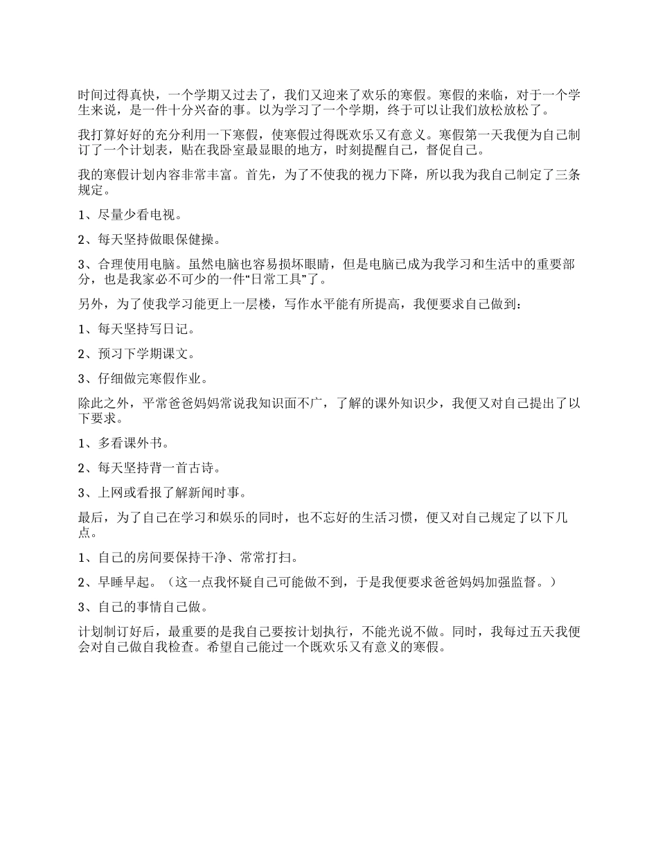 2024年寒假计划范文_第1页