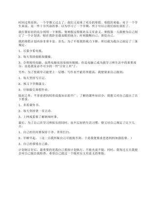2024年寒假计划范文