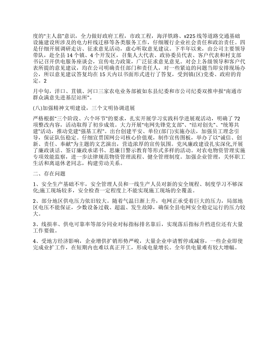 2024年工作总结供电公司工作总结_第2页