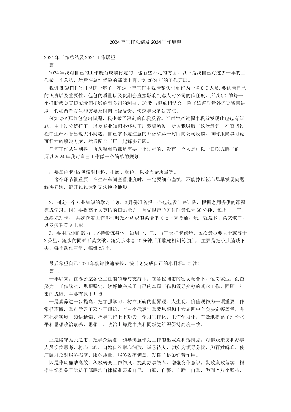 2024年工作总结及2024工作展望_第1页