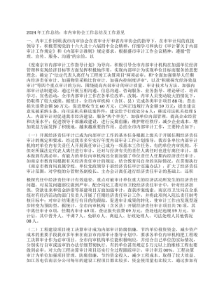 2024年工作总结市内审协会工作总结及工作意见