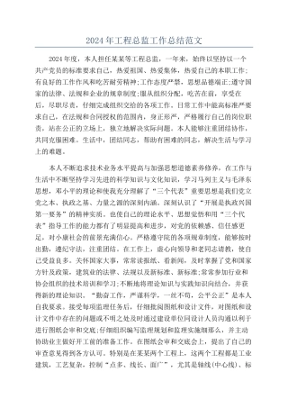 2024年工程总监工作总结范文