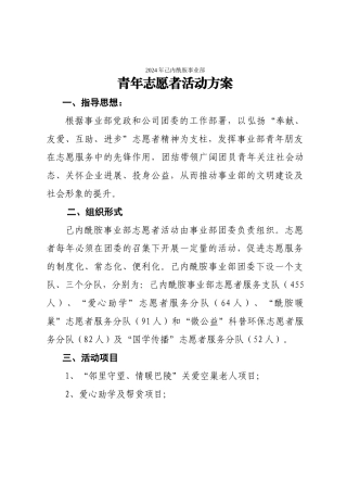 2024年己内酰胺事业部青年志愿者活动方案