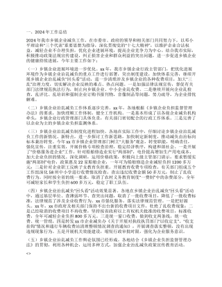 2024年市乡镇企业治乱减负工作总结和2024年工作计划