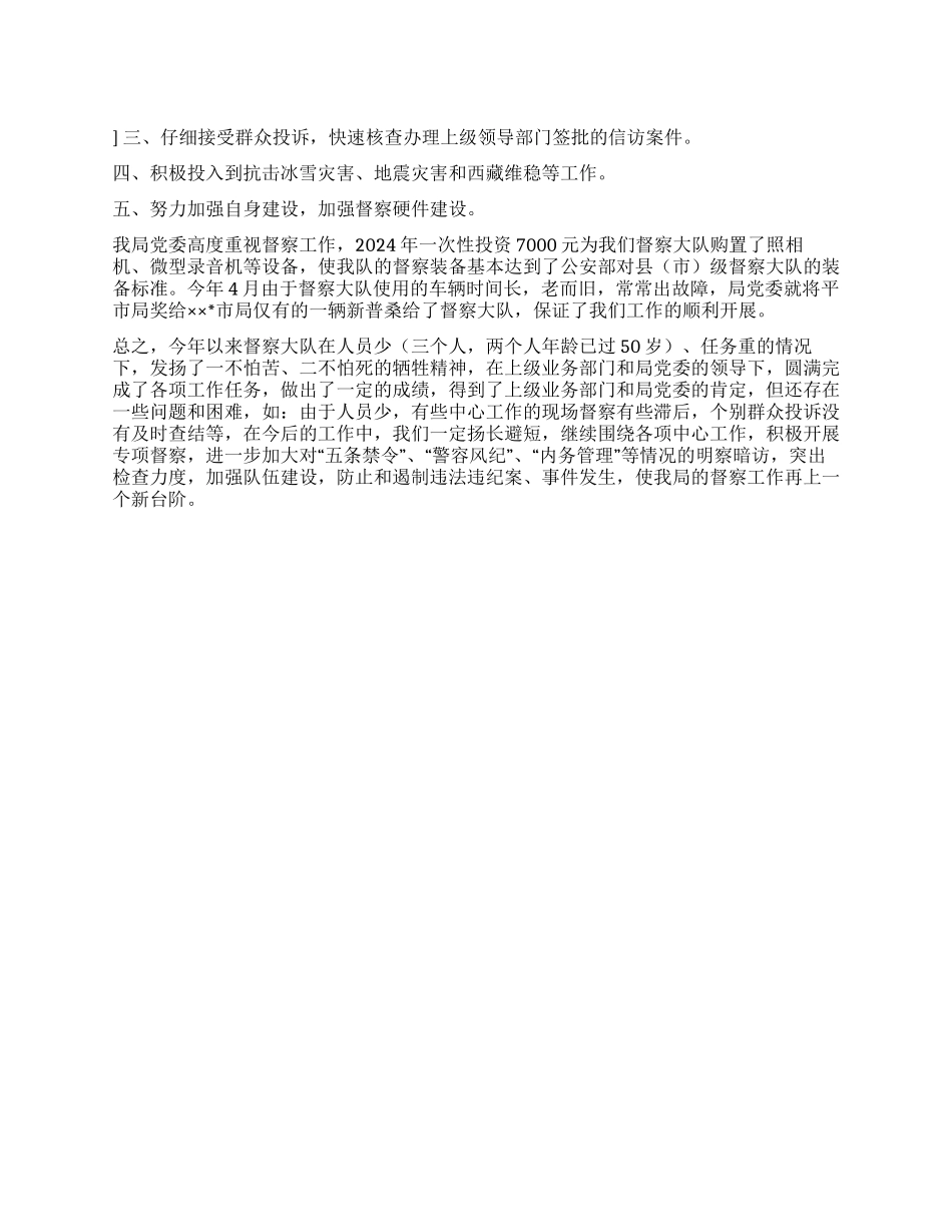 2024年市公安局督察大队工作总结_第1页