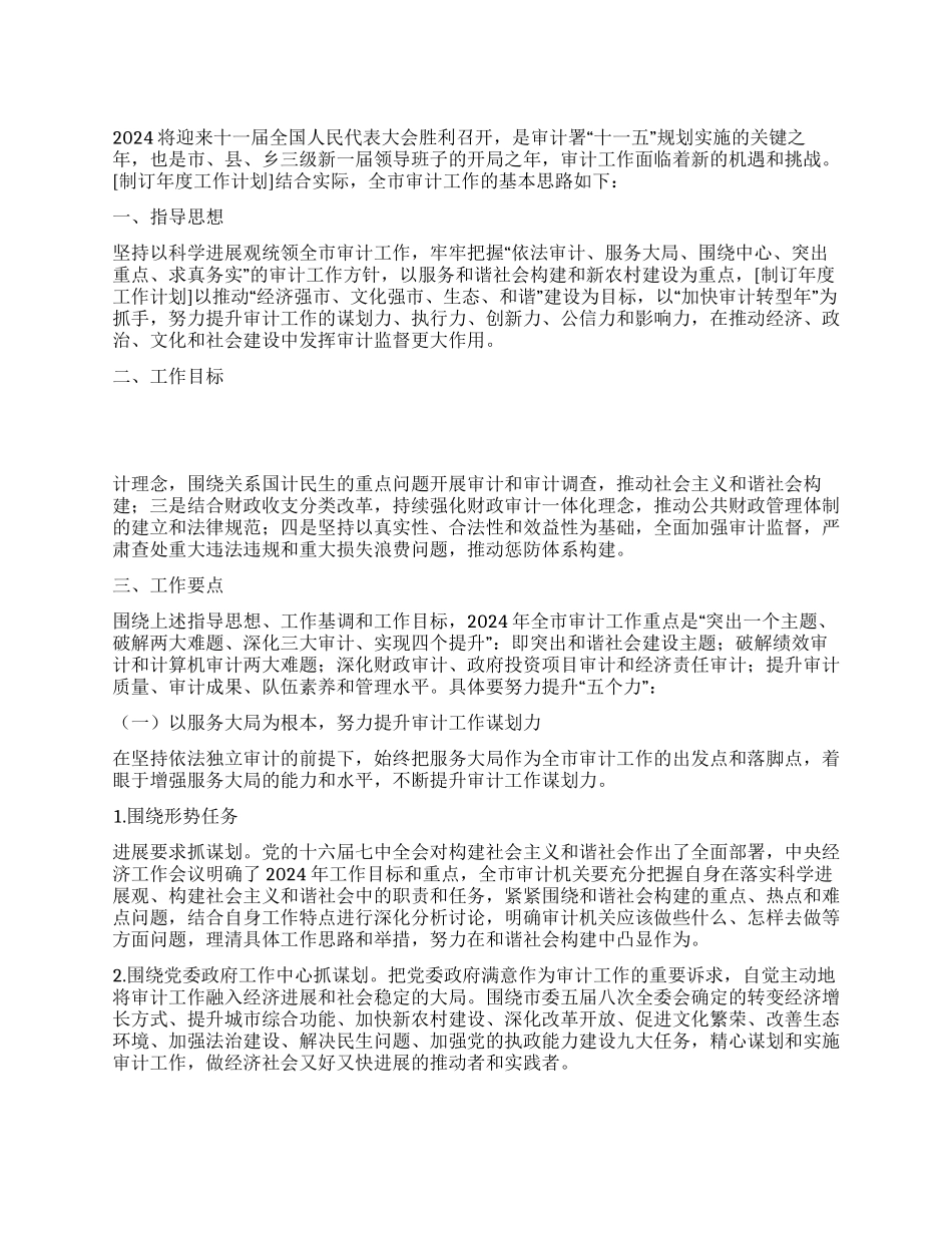 2024年市审计局工作计划范文_第1页