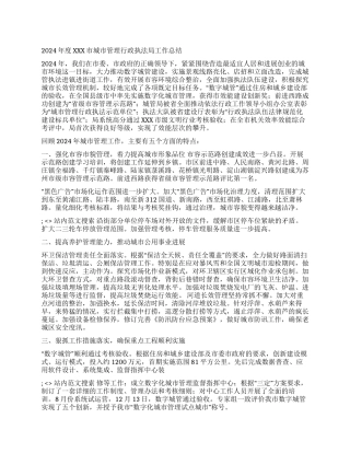 2024年度XXX市城市管理行政执法局工作总结