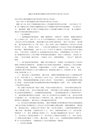 2024年度XX镇开展根治欠薪冬季攻坚专项行动工作总结
