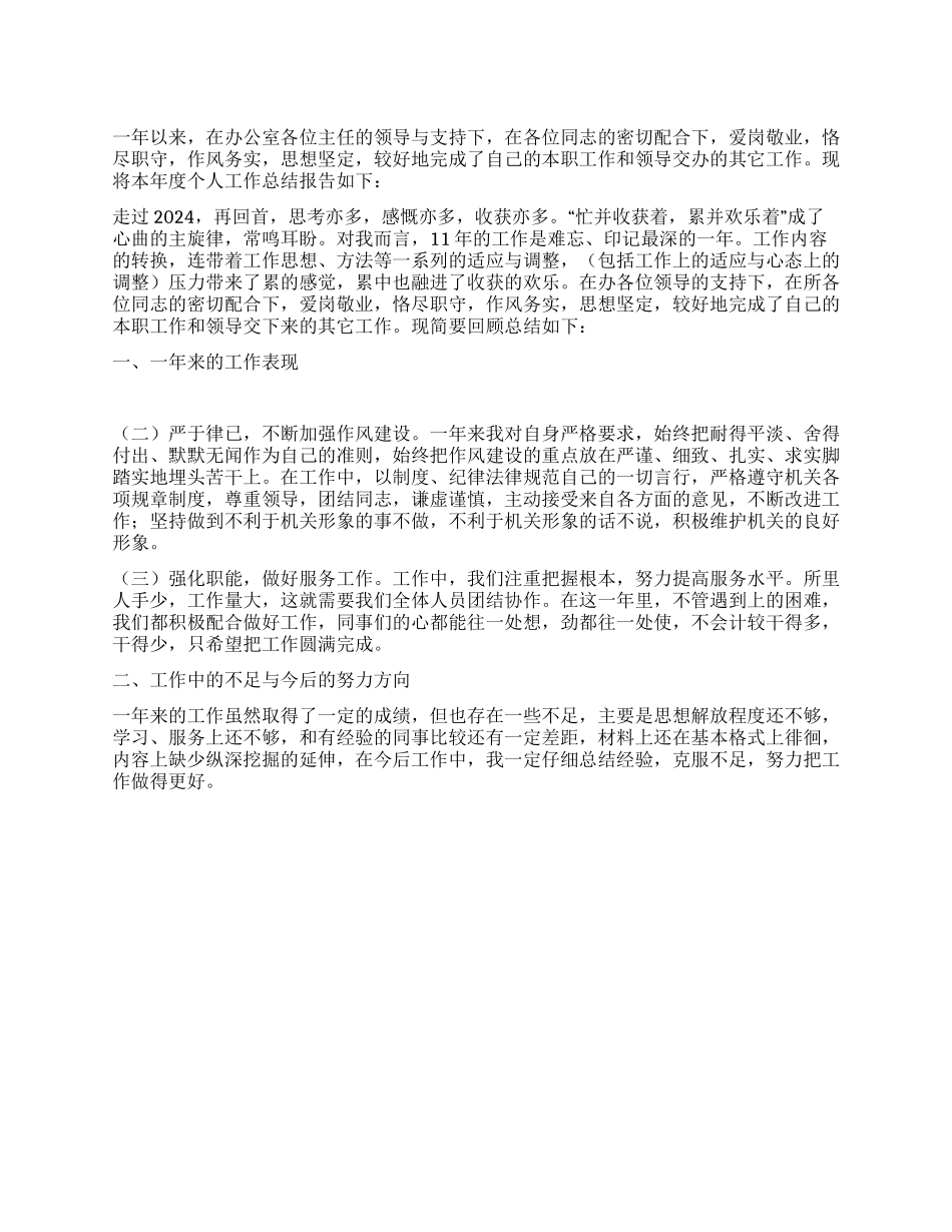 2024年度个人年终工作总结范文_第1页