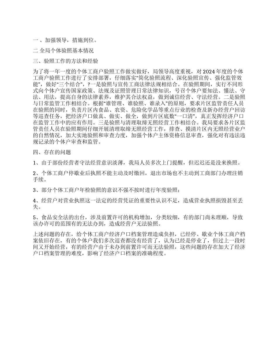 2024年度个体工商户验照工作总结_第1页