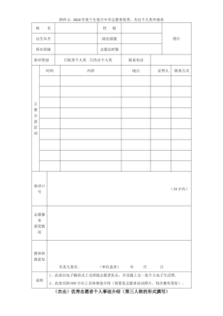 2024年度兰生复旦中学志愿者优秀杰出个人奖申请表