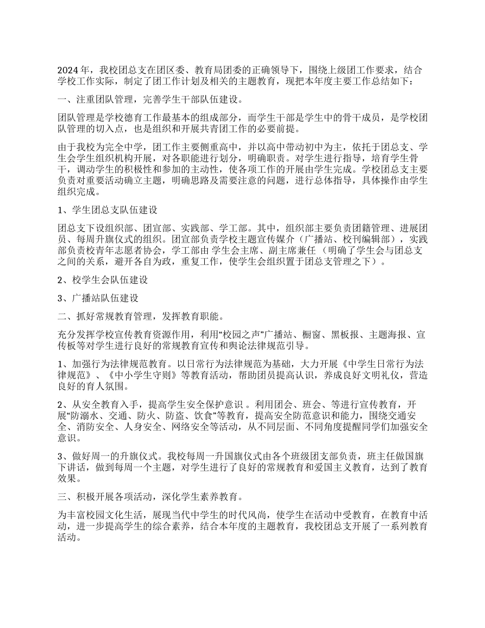2024年度团总支工作总结_第1页