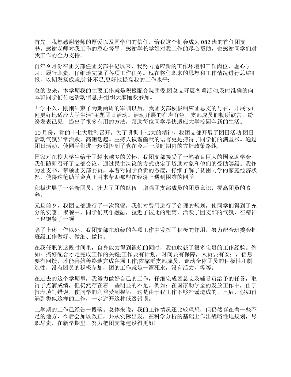 2024年度团支书年度述职汇报_第1页