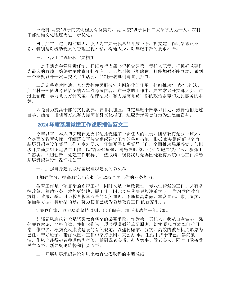 2024年度基层党建工作述职报告范文_第2页
