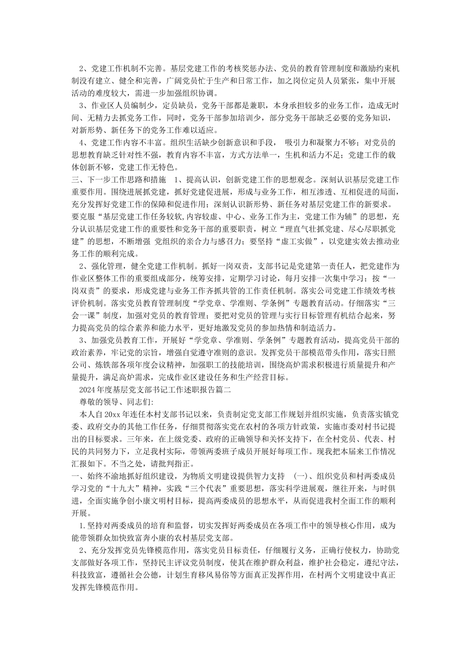 2024年度基层党支部书记工作述职报告_第2页