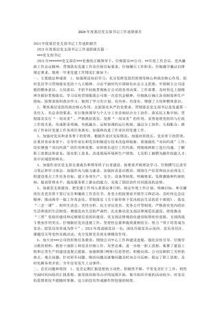 2024年度基层党支部书记工作述职报告