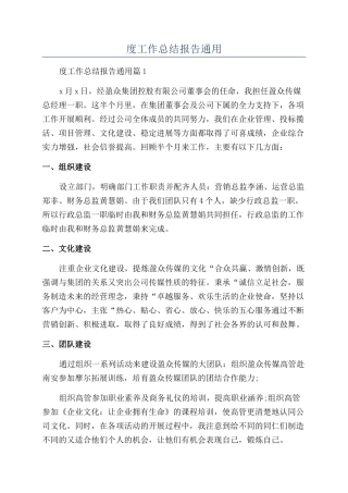 2024年度工作总结报告通用
