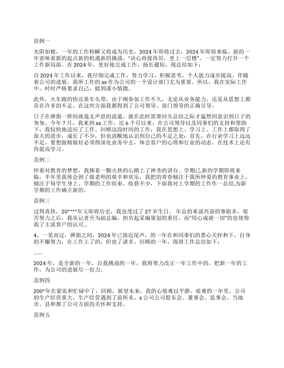 2024年度总结开头范文集锦_第1页