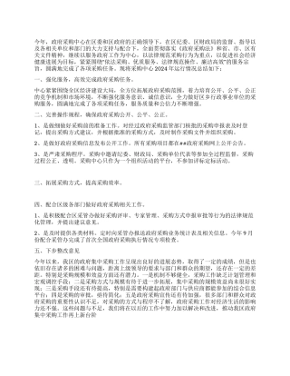 2024年度政府采购中心总结及2024年工作思路