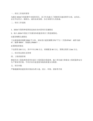 2024年度新增中央投资项目自查总结