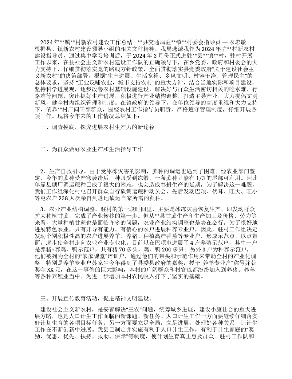 2024年度新农村指导员工作总结_第1页