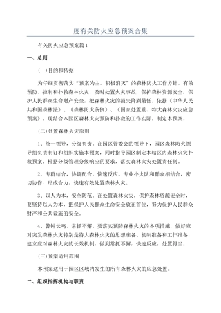 2024年度有关防火应急预案合集