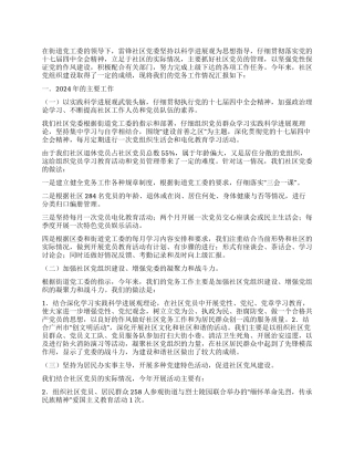 2024年度社区党务工作总结范文