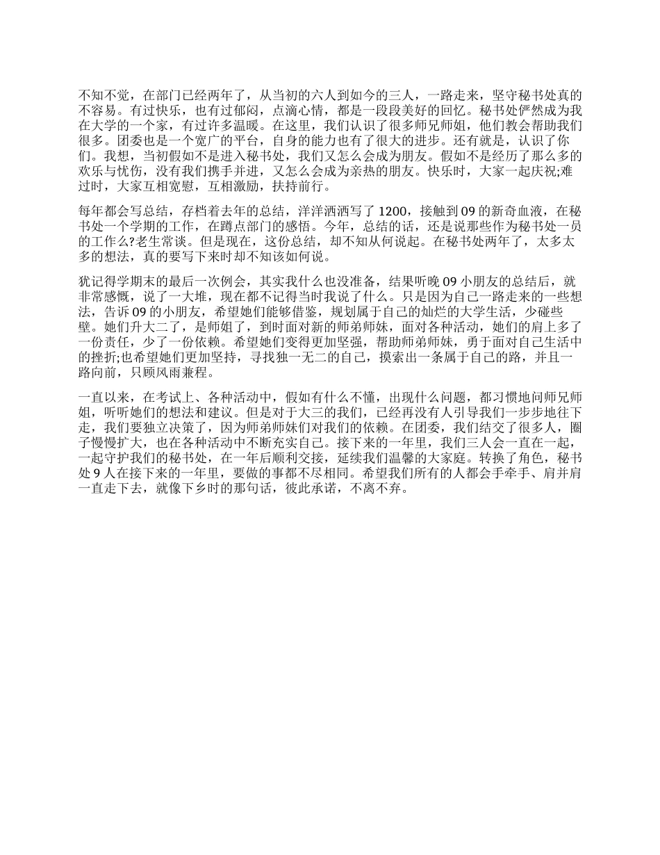 2024年度秘书处个人工作总结_第1页