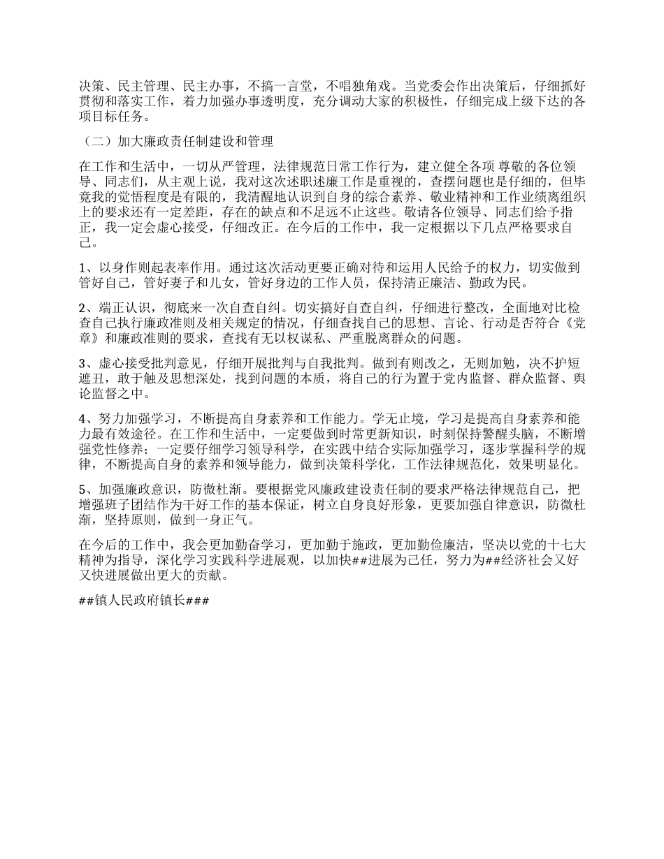 2024年度镇人民政府镇长述职述廉报告_第2页