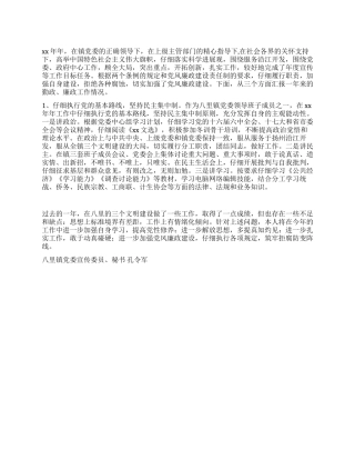 2024年度镇党委宣传委员秘书述职述廉报告