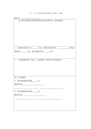 2024年志愿者活动月工作统计一览表