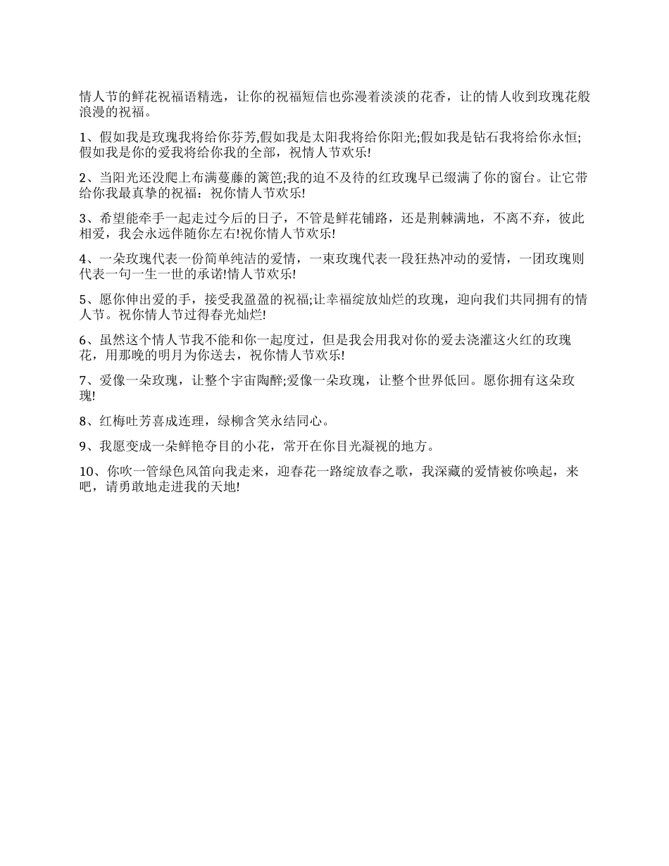 2024年情人节花语祝福短信_第1页
