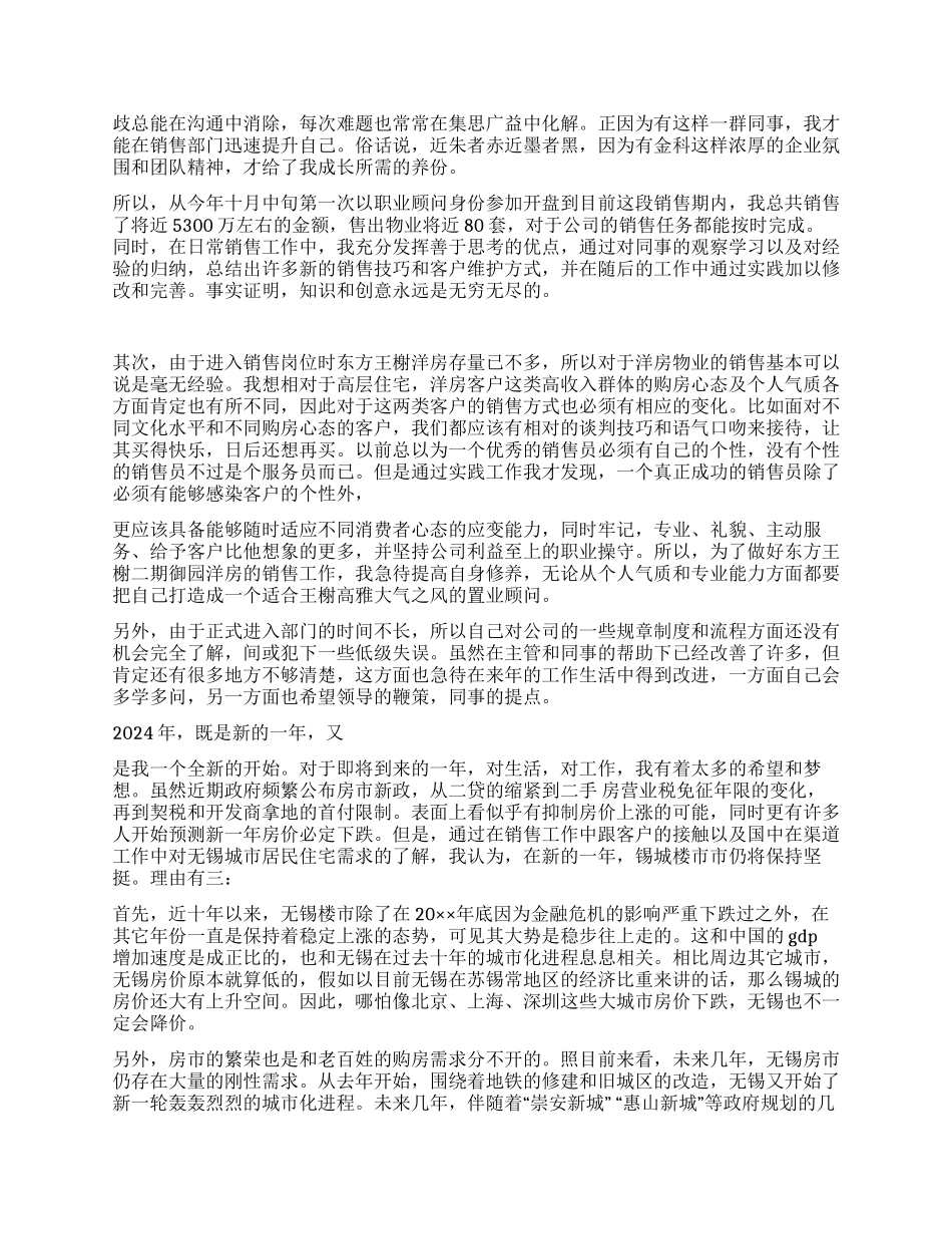 2024年房地产置业顾问工作总结_第2页