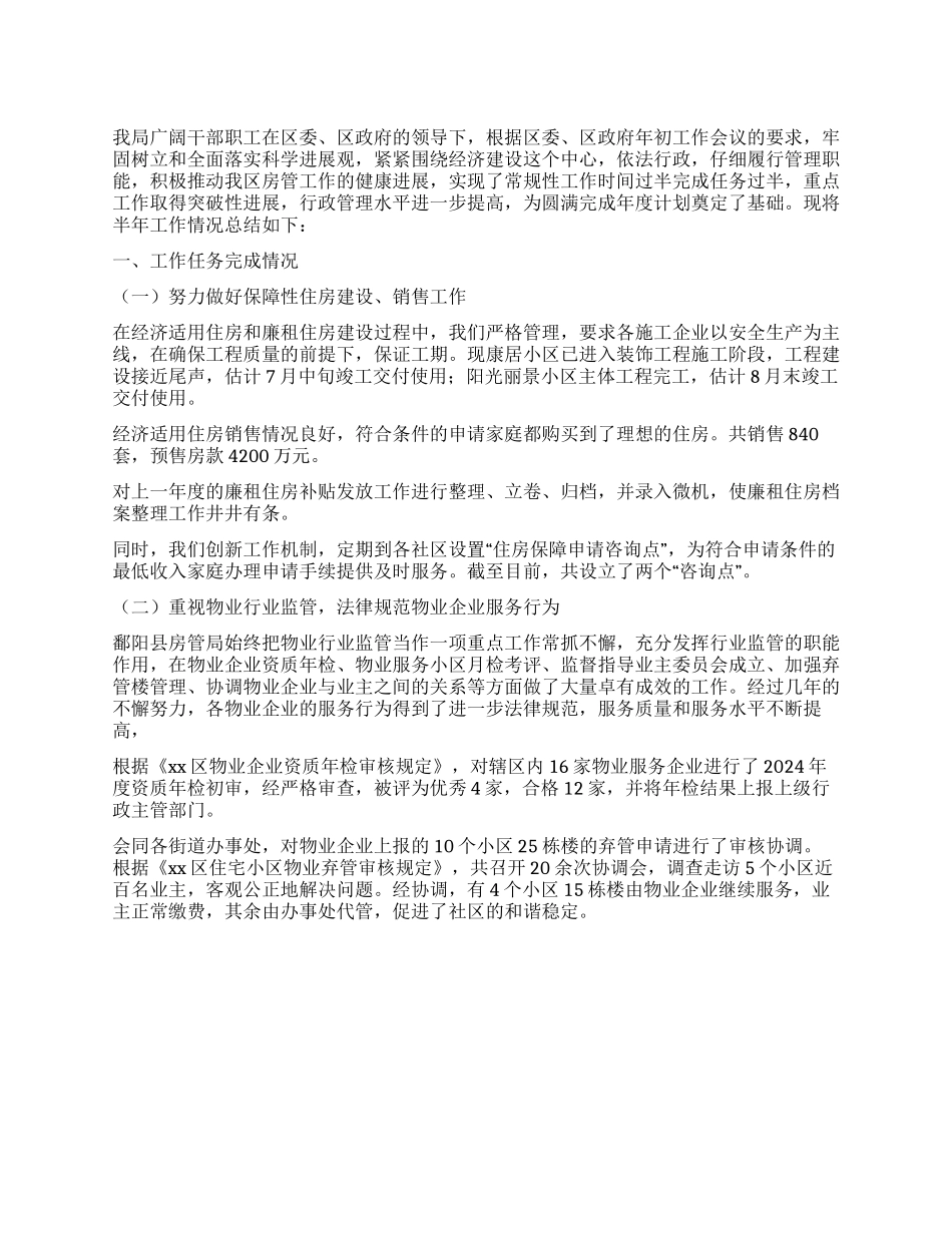 2024年房管局工作总结_第1页