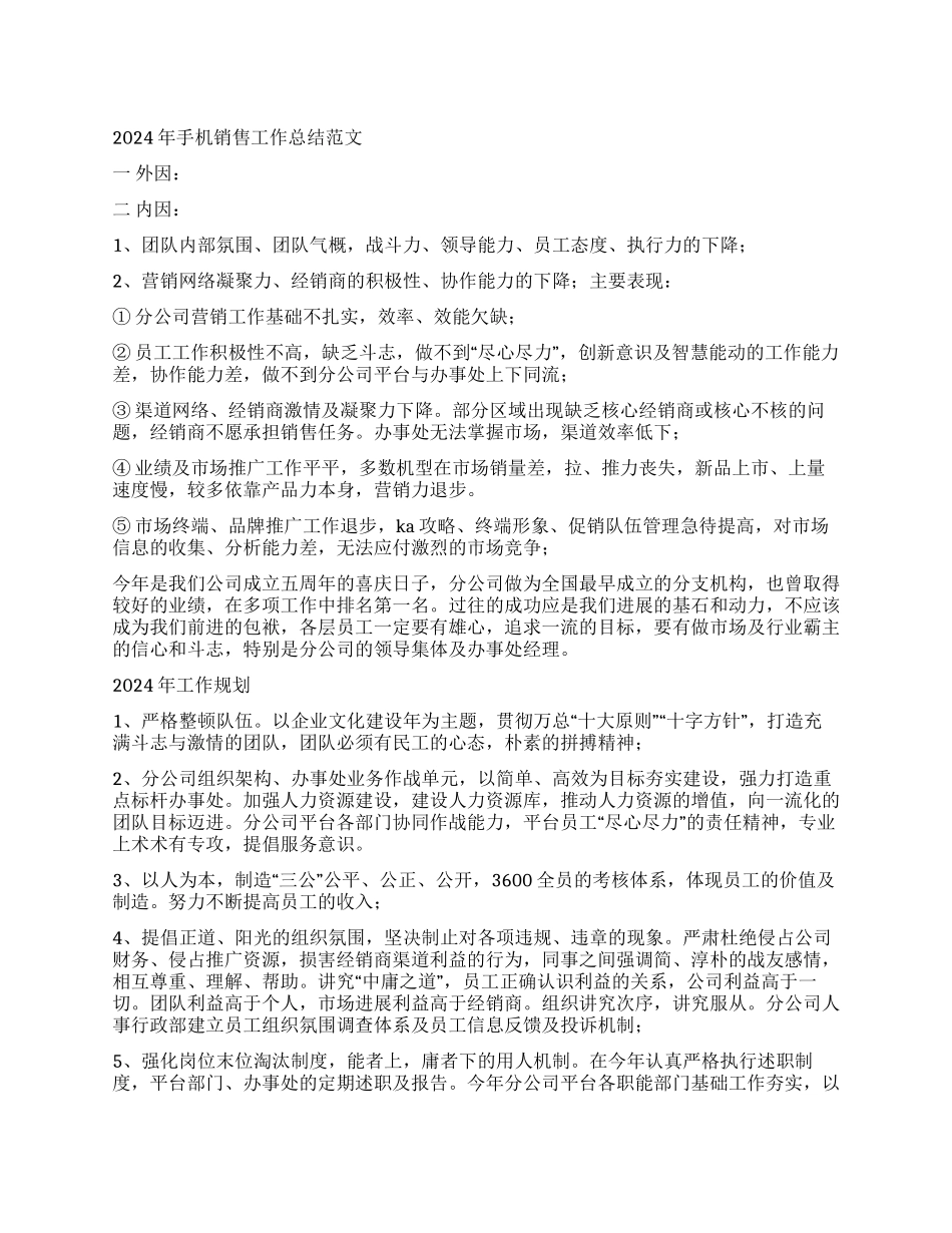 2024年手机销售工作总结范文_第1页