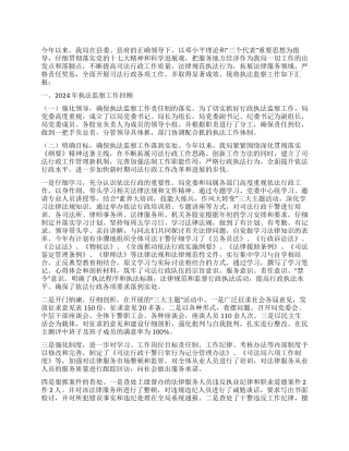 2024年执法监察工作总结及2024年执法监察工作思路