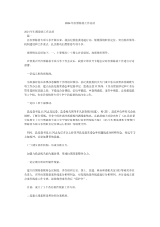 2024年扫黑除恶工作总结