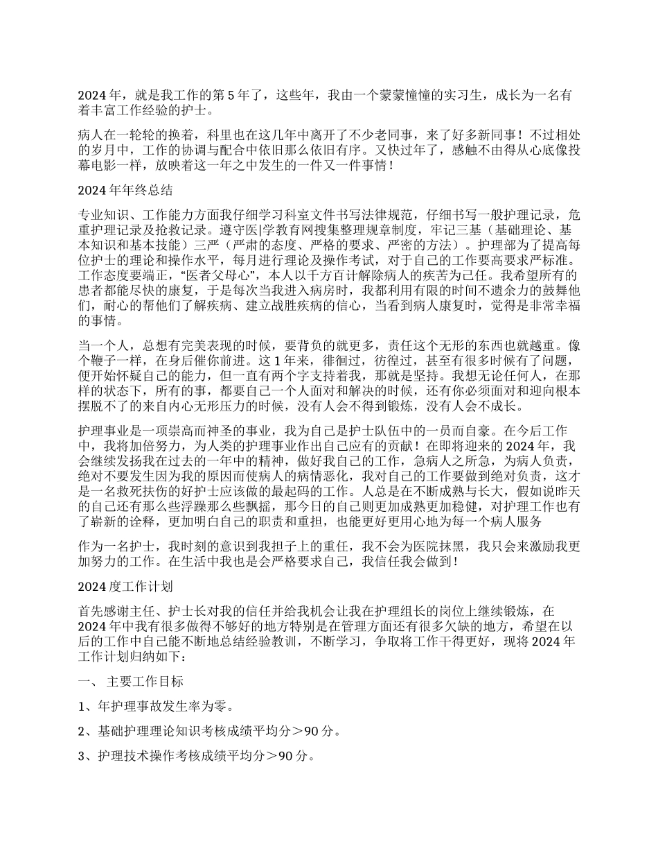 2024年护士年终总结与工作计划_第1页