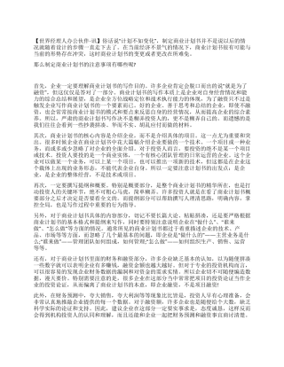 2024年撰写商业计划书的注意事项