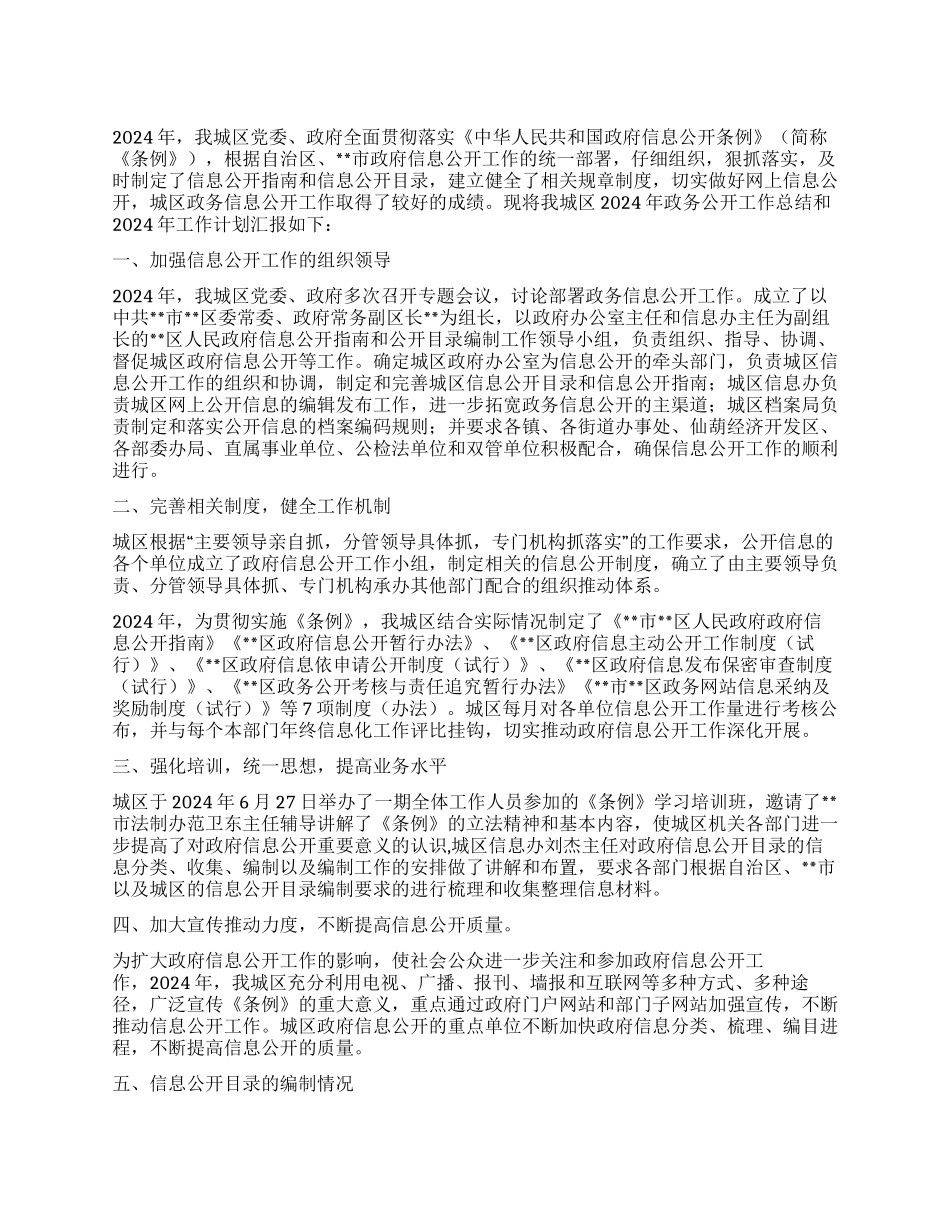 2024年政务公开工作总结和2024年工作计划_第1页