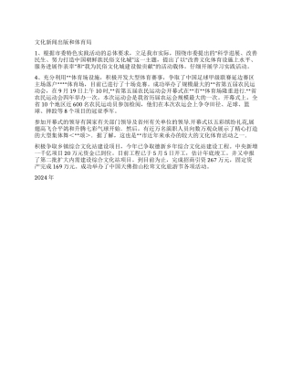 2024年文化体育工作总结及2024年工作思路
