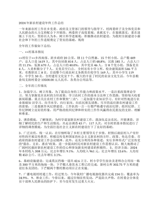 2024年新农村建设年终工作总结