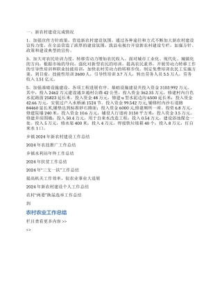 2024年新农村建设工作总结2024年发展思路