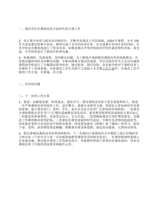 2024年新课程改革工作总结