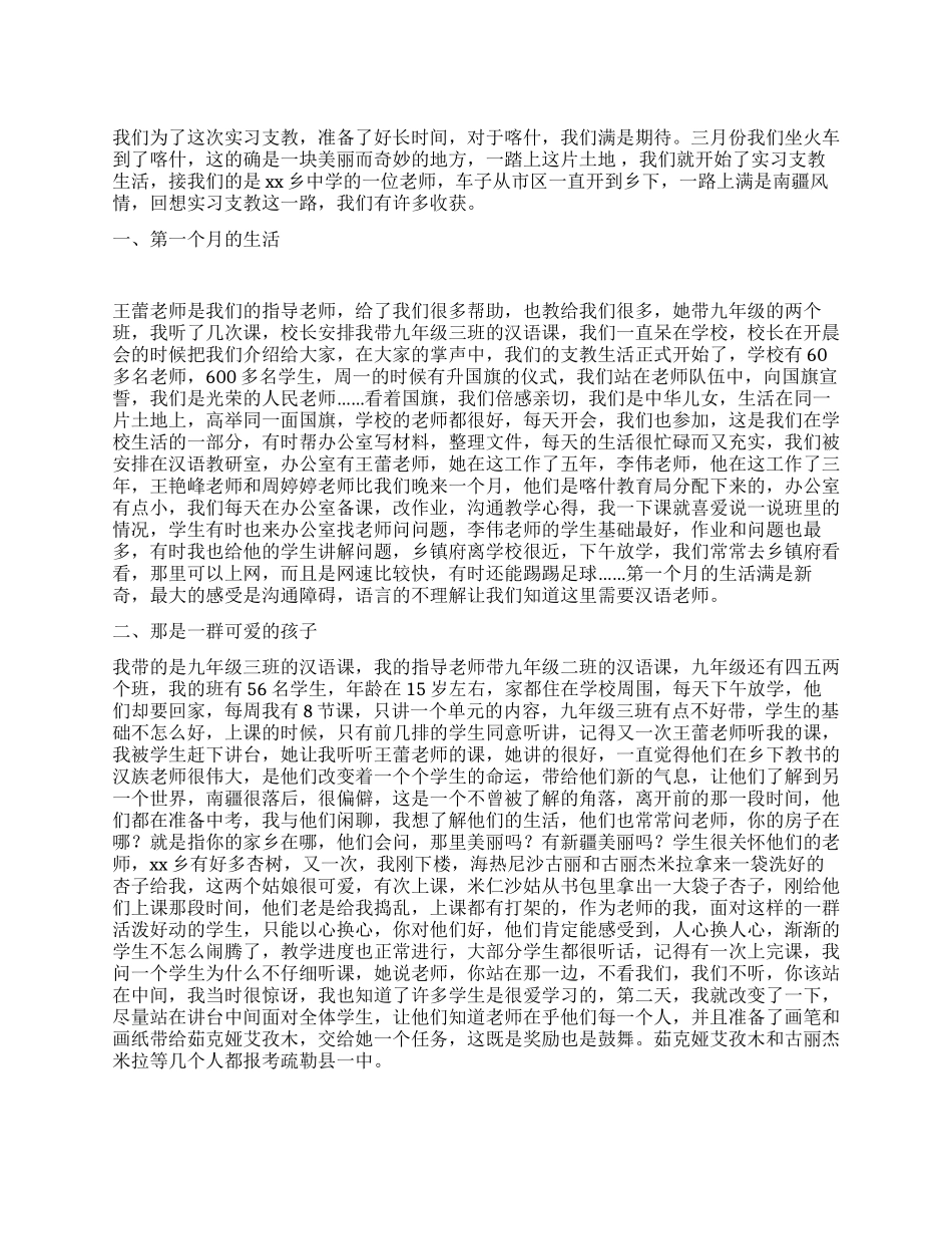 2024年新疆支教总结_第1页