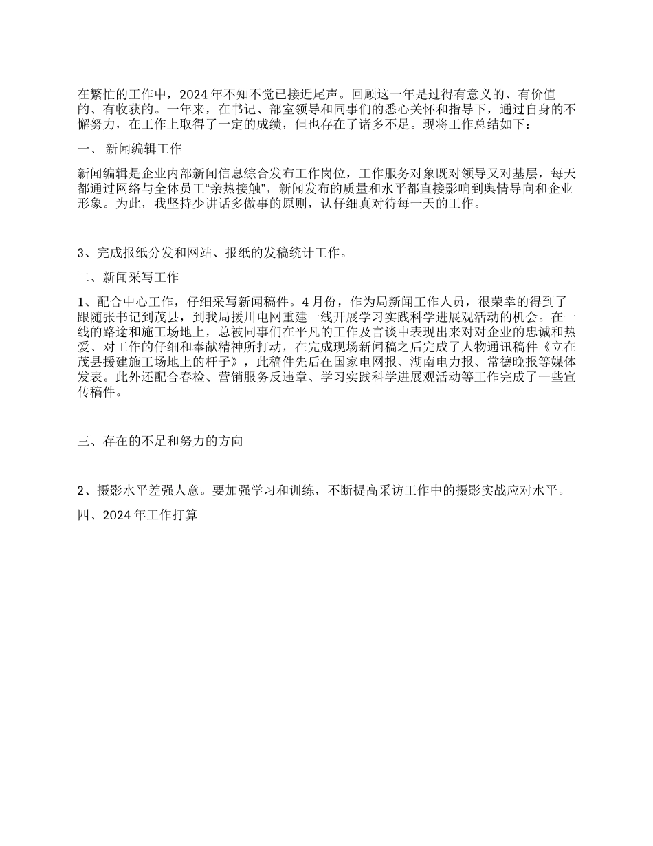2024年新闻编辑工作总结_第1页